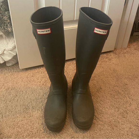 Hunter Shoes - HUNTER gray original tall rain boots.